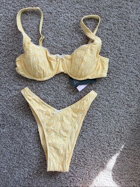 Women’s Yellow Eyelet Bikini Set